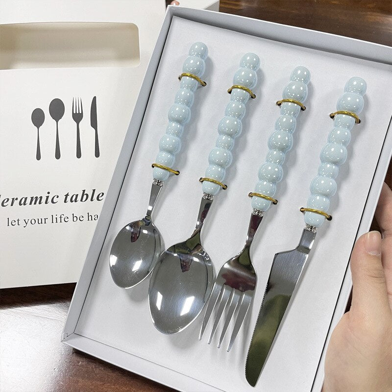 Pearl Cutlery Set Stainless Steel Wedding Dinnerware Gift - Casatrail.com