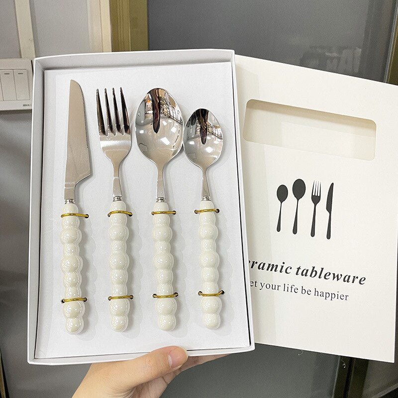 Pearl Cutlery Set Stainless Steel Wedding Dinnerware Gift - Casatrail.com