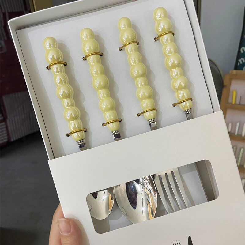 Pearl Cutlery Set Stainless Steel Wedding Dinnerware Gift - Casatrail.com