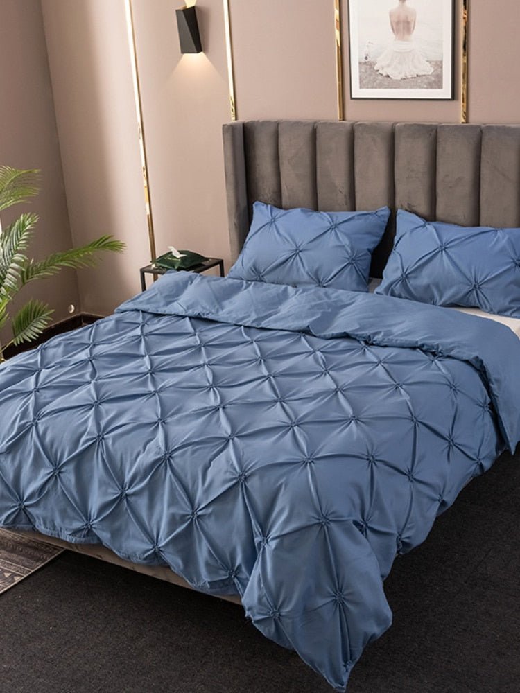 Pinch Pleated Solid Color Duvet Cover Set - Casatrail.com