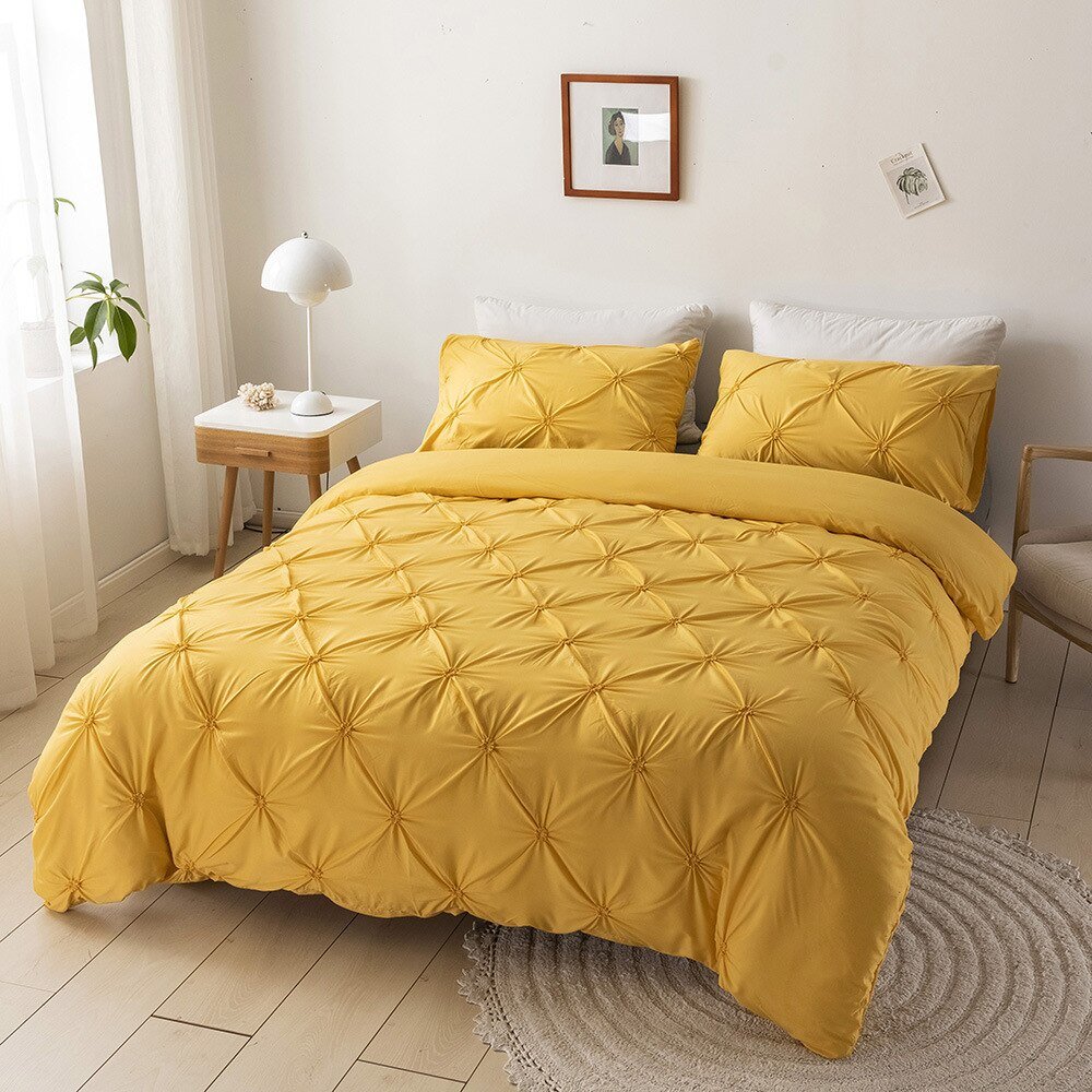 Pinch Pleated Solid Color Duvet Cover Set - Casatrail.com