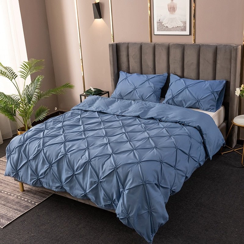 Pinch Pleated Solid Color Duvet Cover Set - Casatrail.com