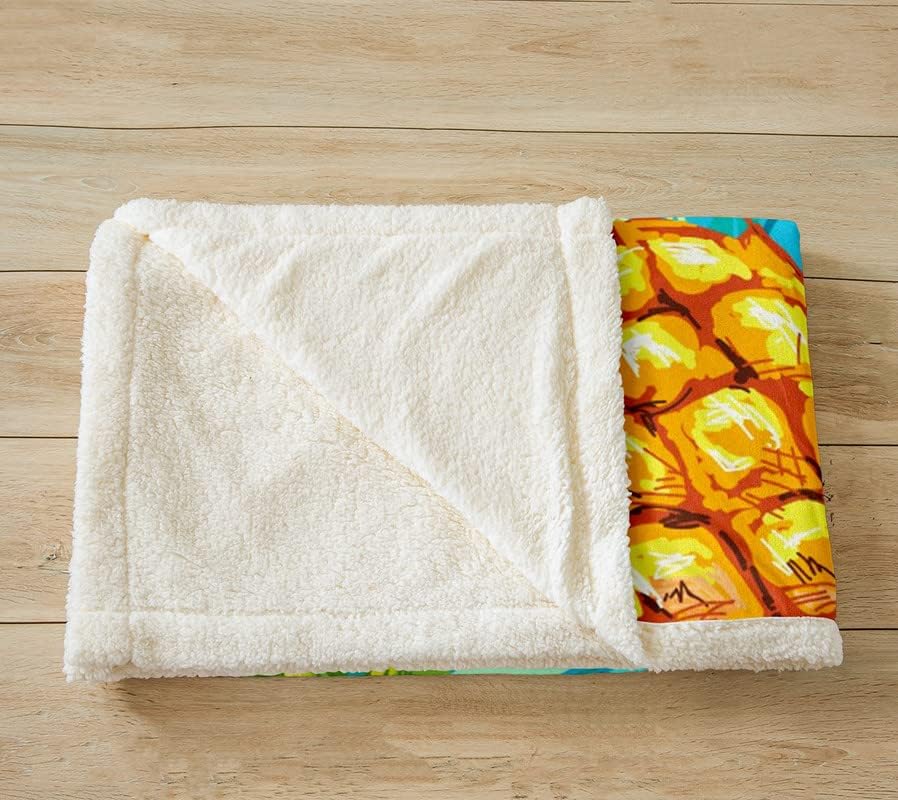 Pineapple Sherpa Blanket Boys Fleece Throw Kids Fresh Pattern - Casatrail.com