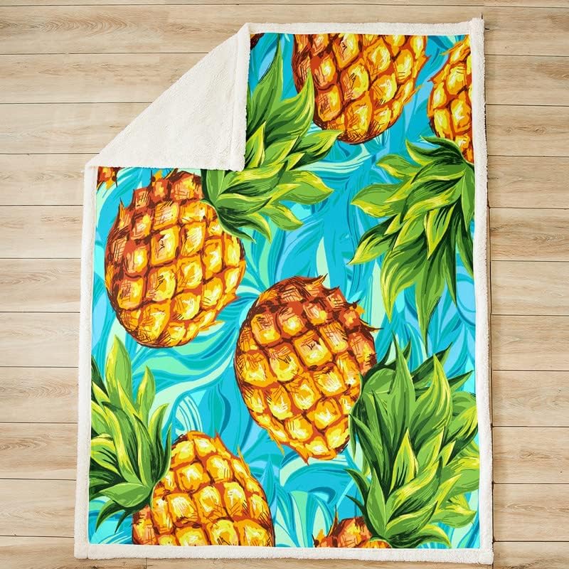 Pineapple Sherpa Blanket Boys Fleece Throw Kids Fresh Pattern - Casatrail.com