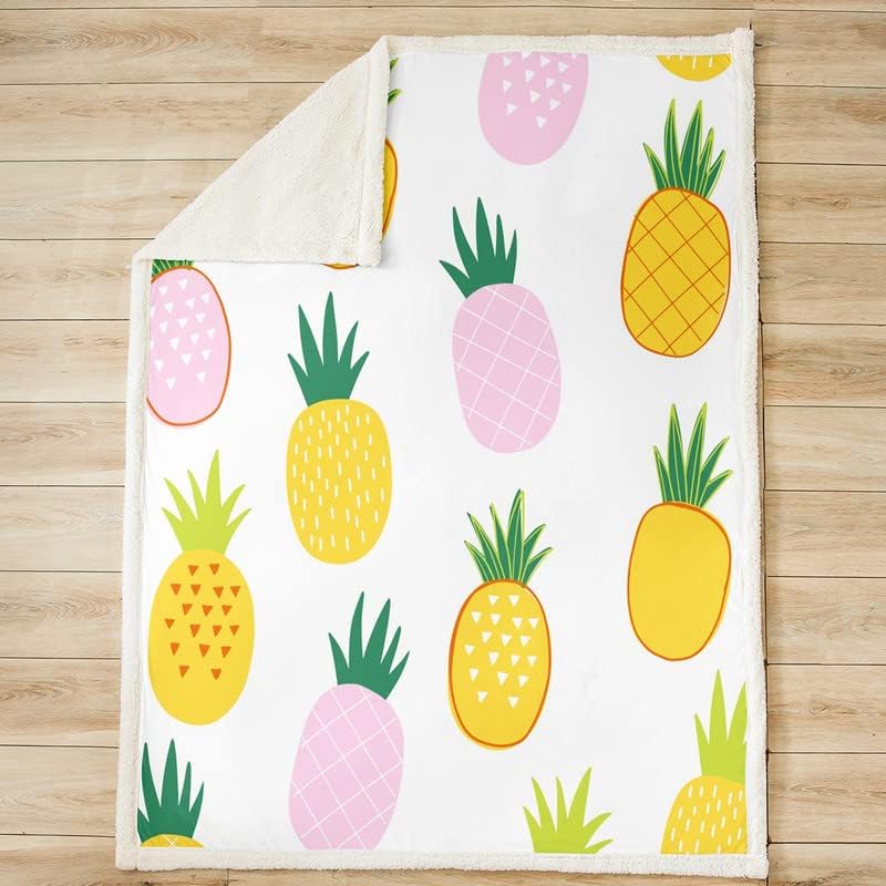 Pineapple Sherpa Blanket Tropical Fleece Throw - Casatrail.com