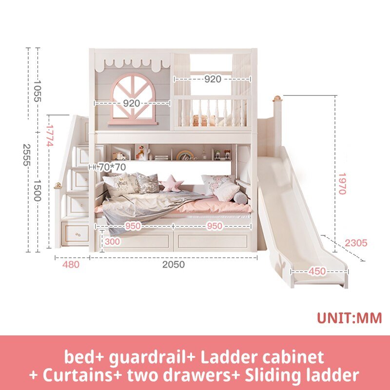 Pink Children Beds with Guardrail - Casatrail.com