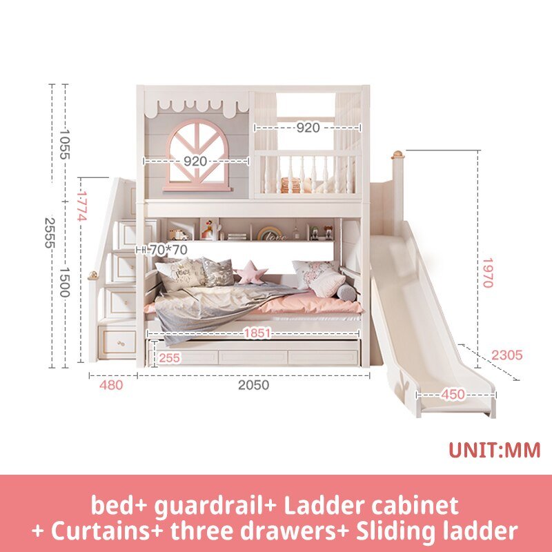 Pink Children Beds with Guardrail - Casatrail.com