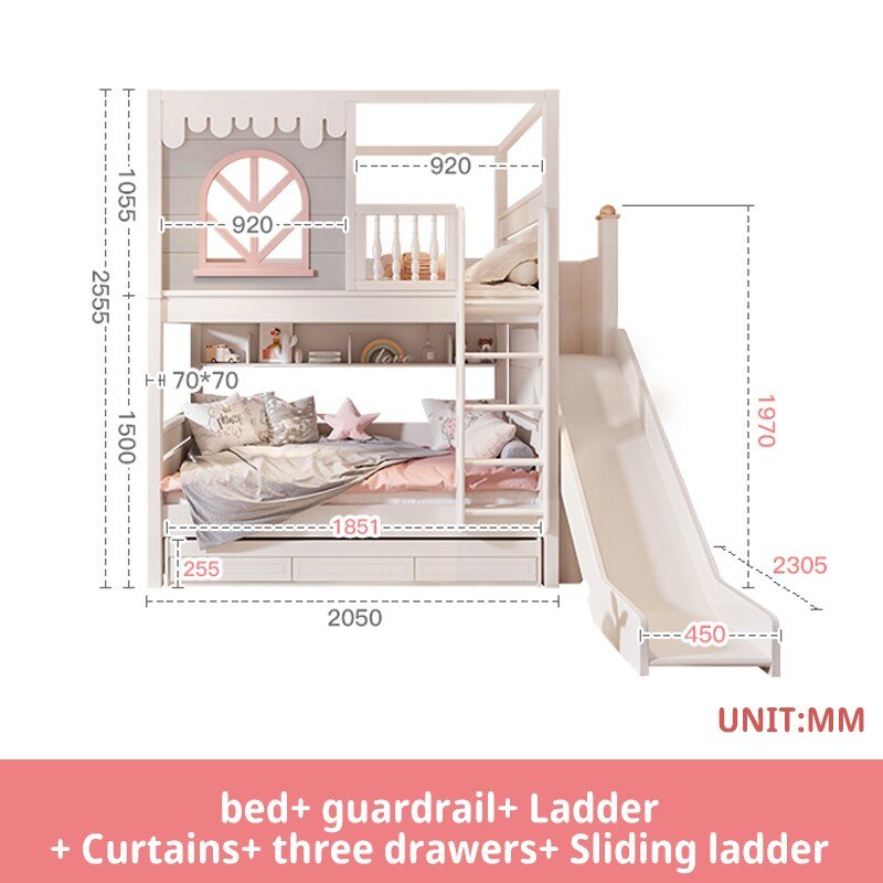 Pink Children Beds with Guardrail - Casatrail.com