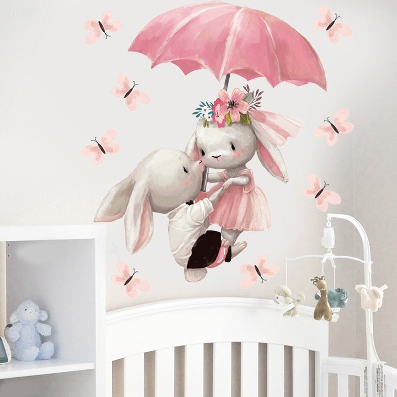 Pink Rabbit Love Wall Stickers - Casatrail.com