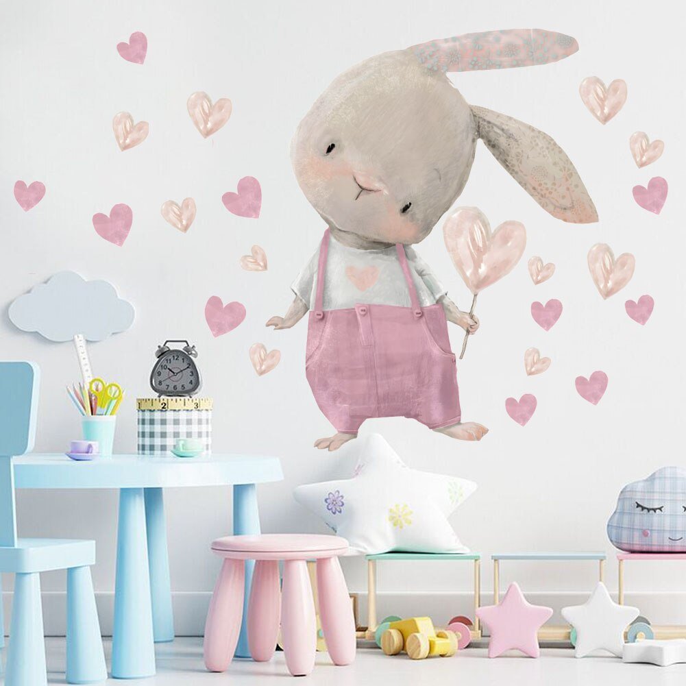 Pink Rabbit Love Wall Stickers - Casatrail.com