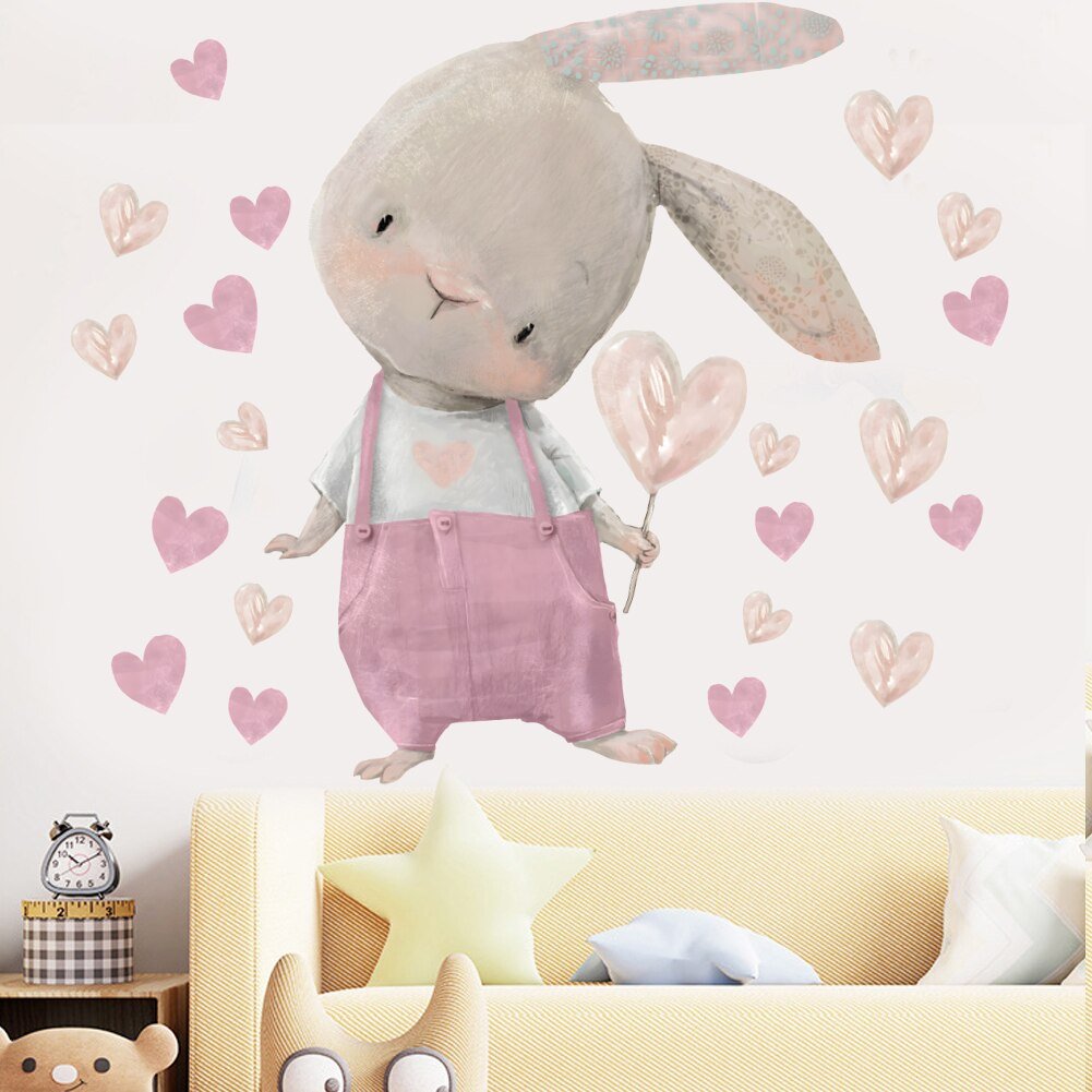 Pink Rabbit Love Wall Stickers - Casatrail.com