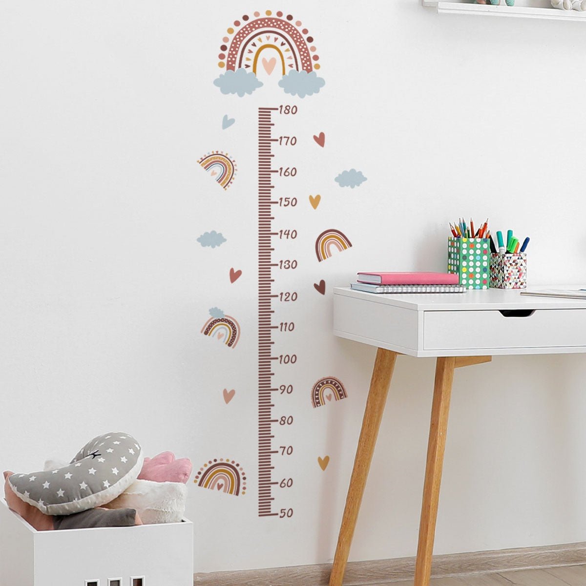 Pink Rainbow Growth Chart Kids Wall Stickers - Casatrail.com