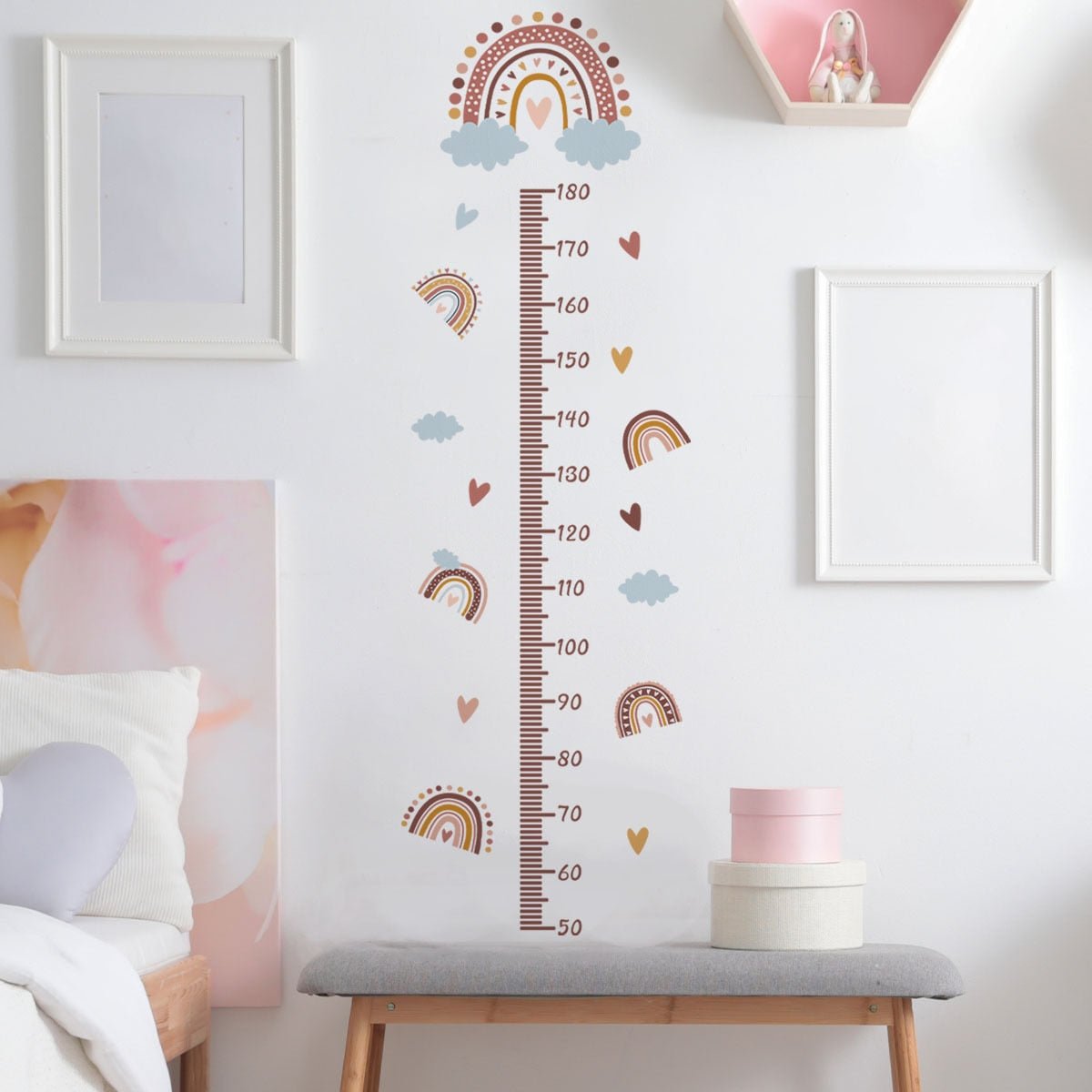 Pink Rainbow Growth Chart Kids Wall Stickers - Casatrail.com