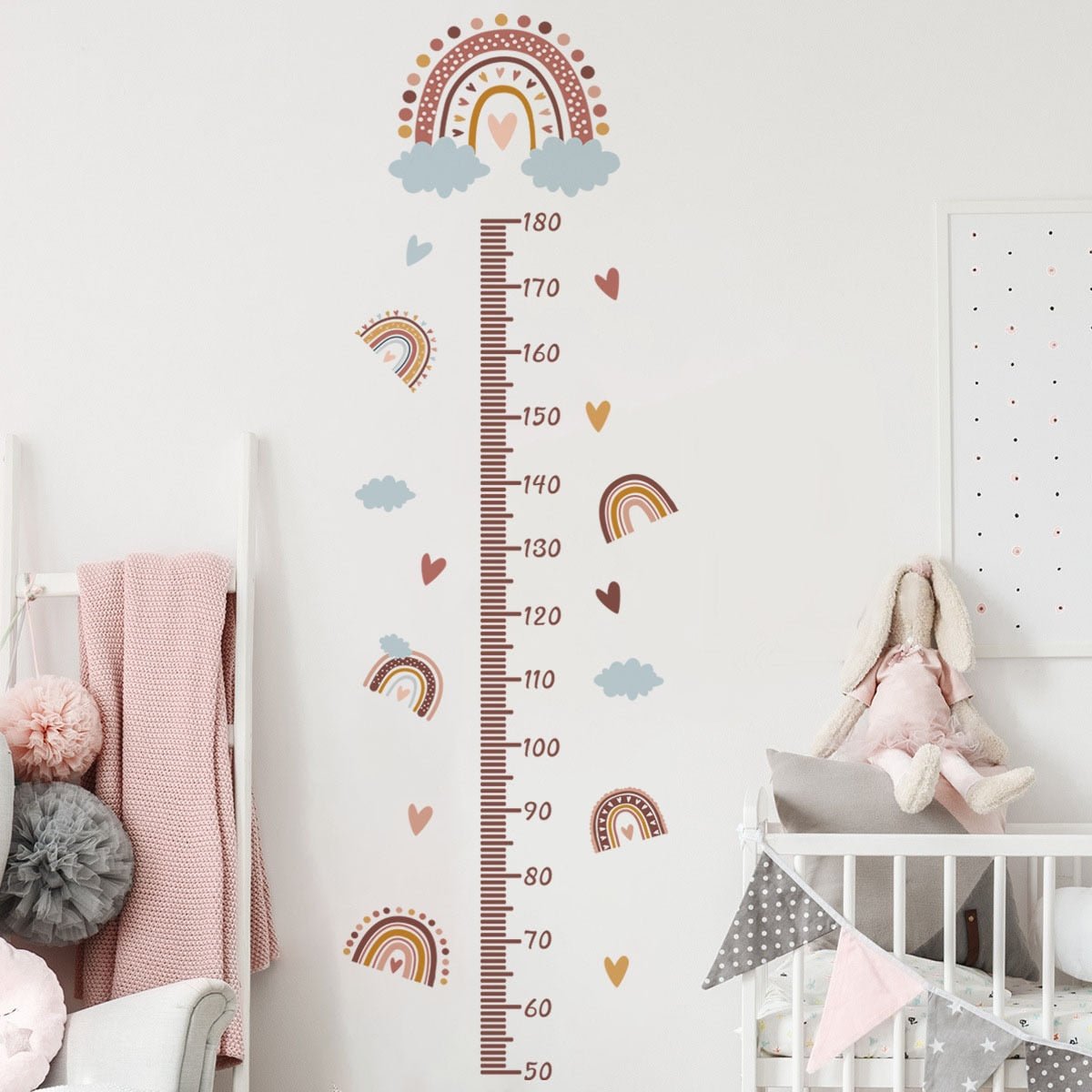 Pink Rainbow Growth Chart Kids Wall Stickers - Casatrail.com