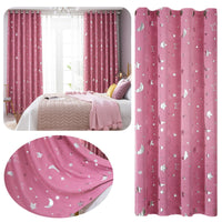 Thumbnail for Pink Star Moon Print Kids Window Curtains - Casatrail.com