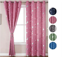Thumbnail for Pink Star Moon Print Kids Window Curtains - Casatrail.com