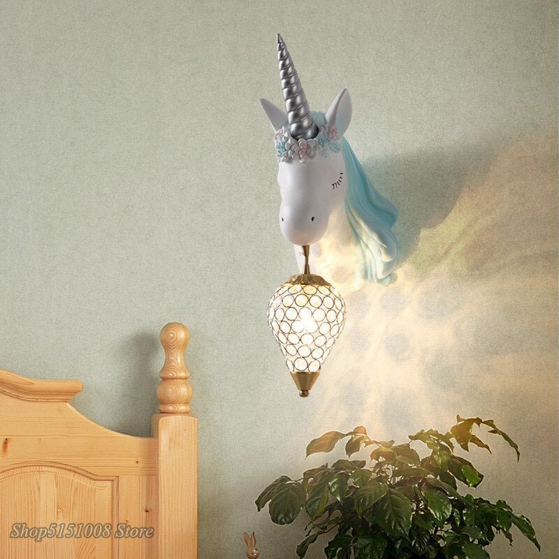 Pink Unicorn LED Wall Lamp for Girls' Bedrooms - Casatrail.com