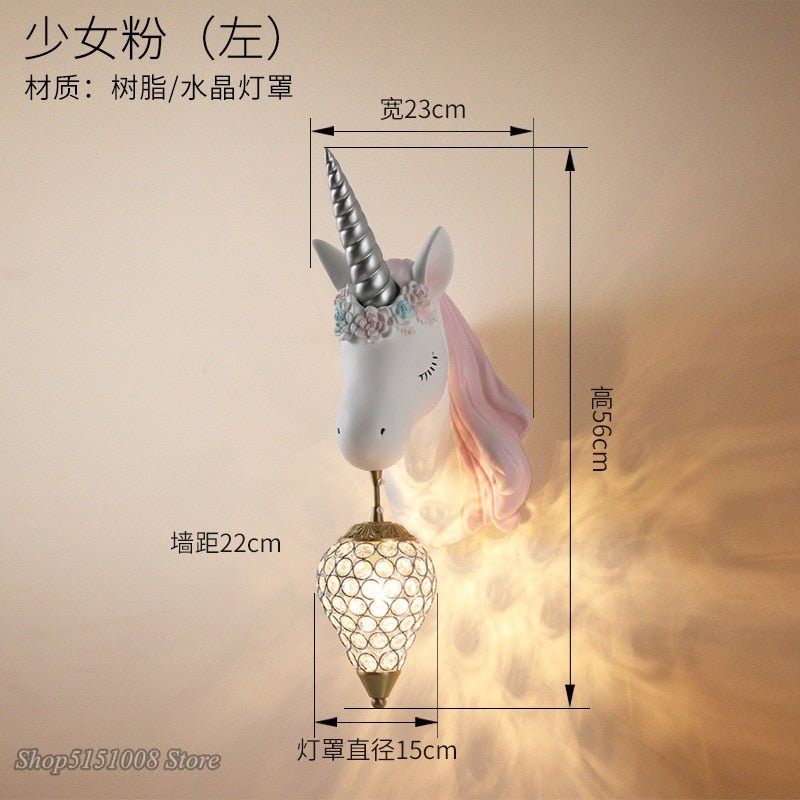 Pink Unicorn LED Wall Lamp for Girls' Bedrooms - Casatrail.com