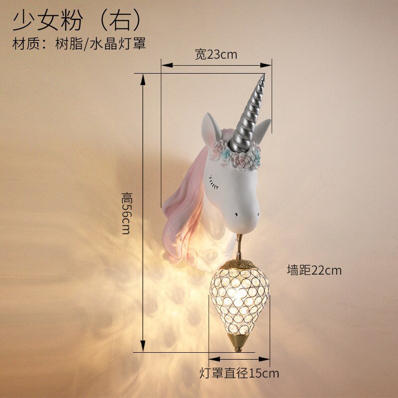 Pink Unicorn LED Wall Lamp for Girls' Bedrooms - Casatrail.com