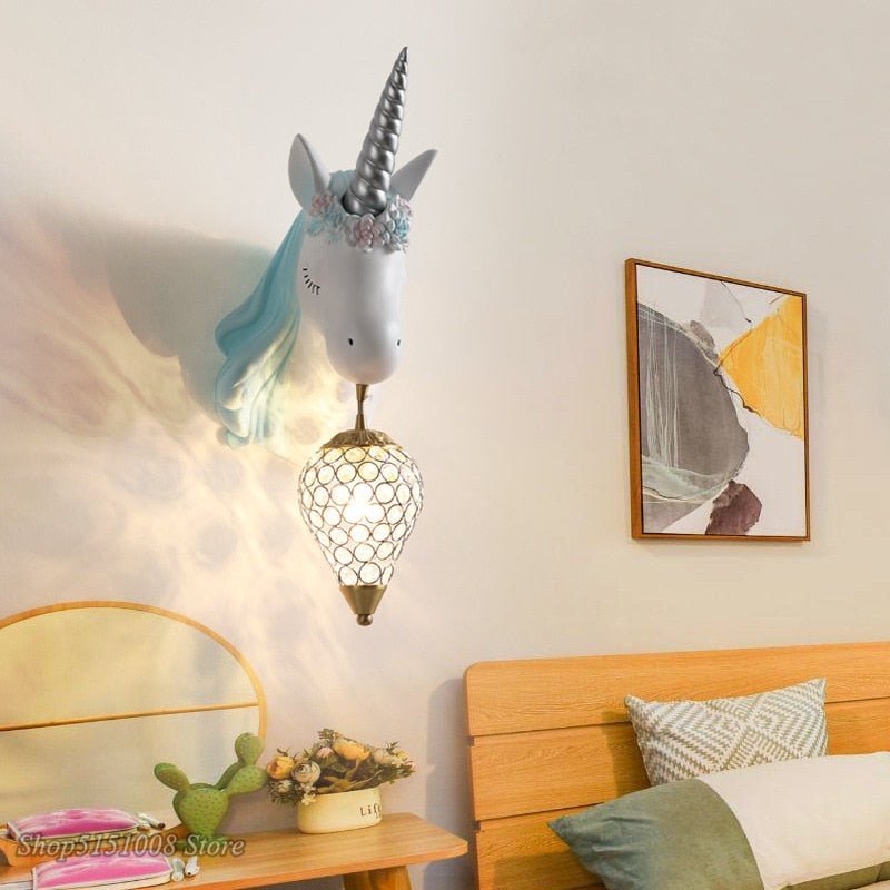 Pink Unicorn LED Wall Lamp for Girls' Bedrooms - Casatrail.com