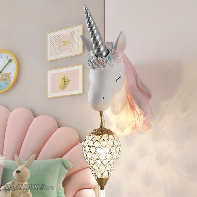 Pink Unicorn LED Wall Lamp for Girls' Bedrooms - Casatrail.com