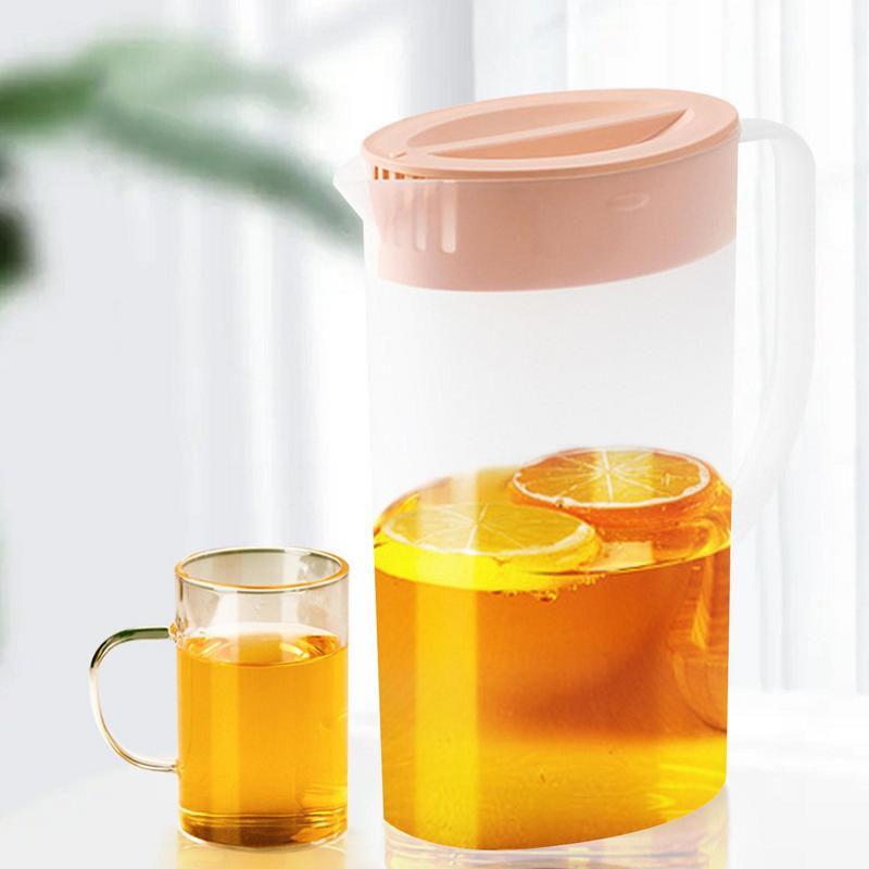 Pitcher With Lid Spout Plastic Handle Fridge Lemonade Jug Juice Ice - Casatrail.com