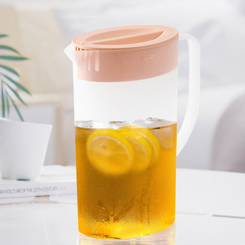 Pitcher With Lid Spout Plastic Handle Fridge Lemonade Jug Juice Ice - Casatrail.com