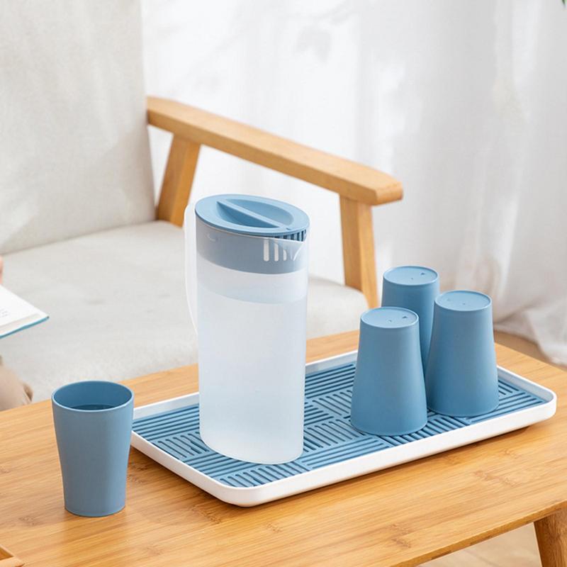 Pitcher With Lid Spout Plastic Handle Fridge Lemonade Jug Juice Ice - Casatrail.com