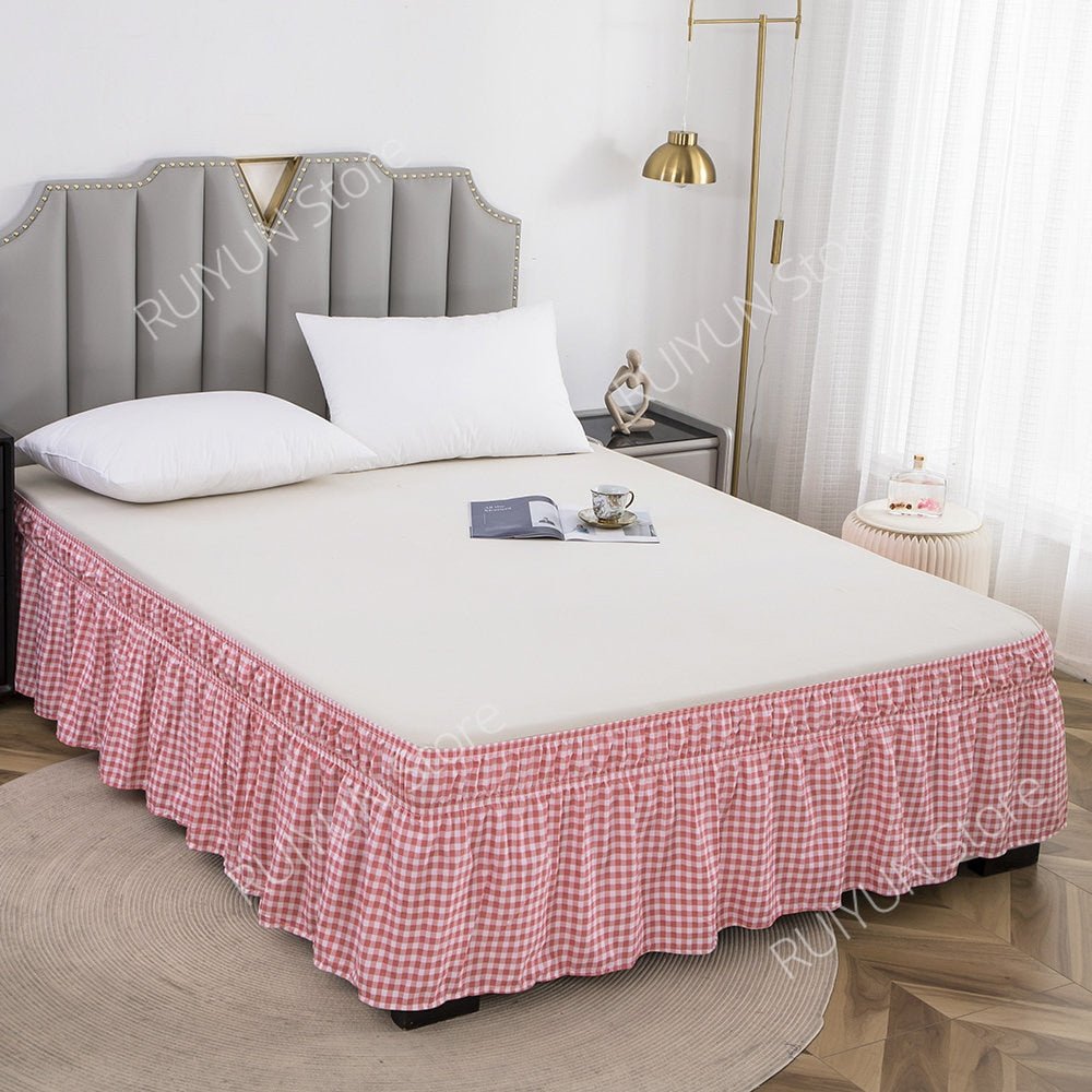 Plaid Bed Skirt - Ruffled Wrap Around - Elastic Band - Casatrail.com