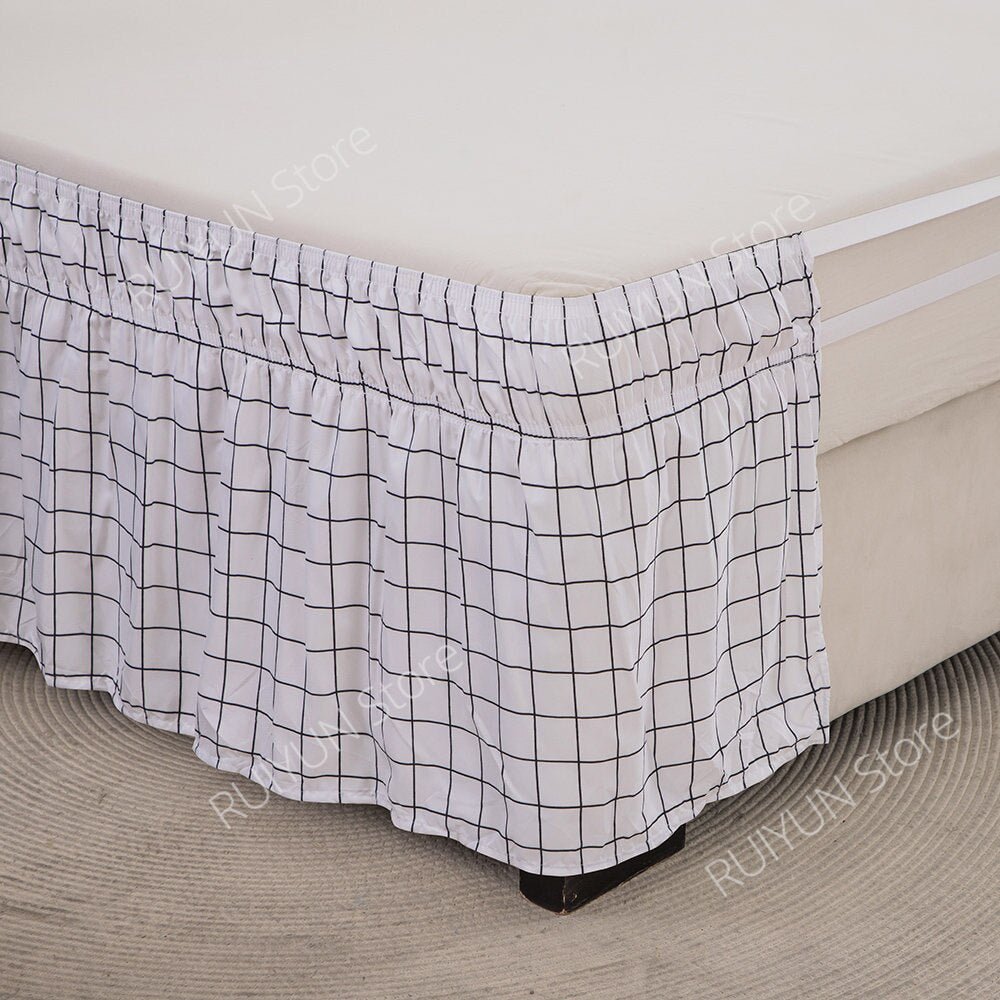 Plaid Bed Skirt - Ruffled Wrap Around - Elastic Band - Casatrail.com