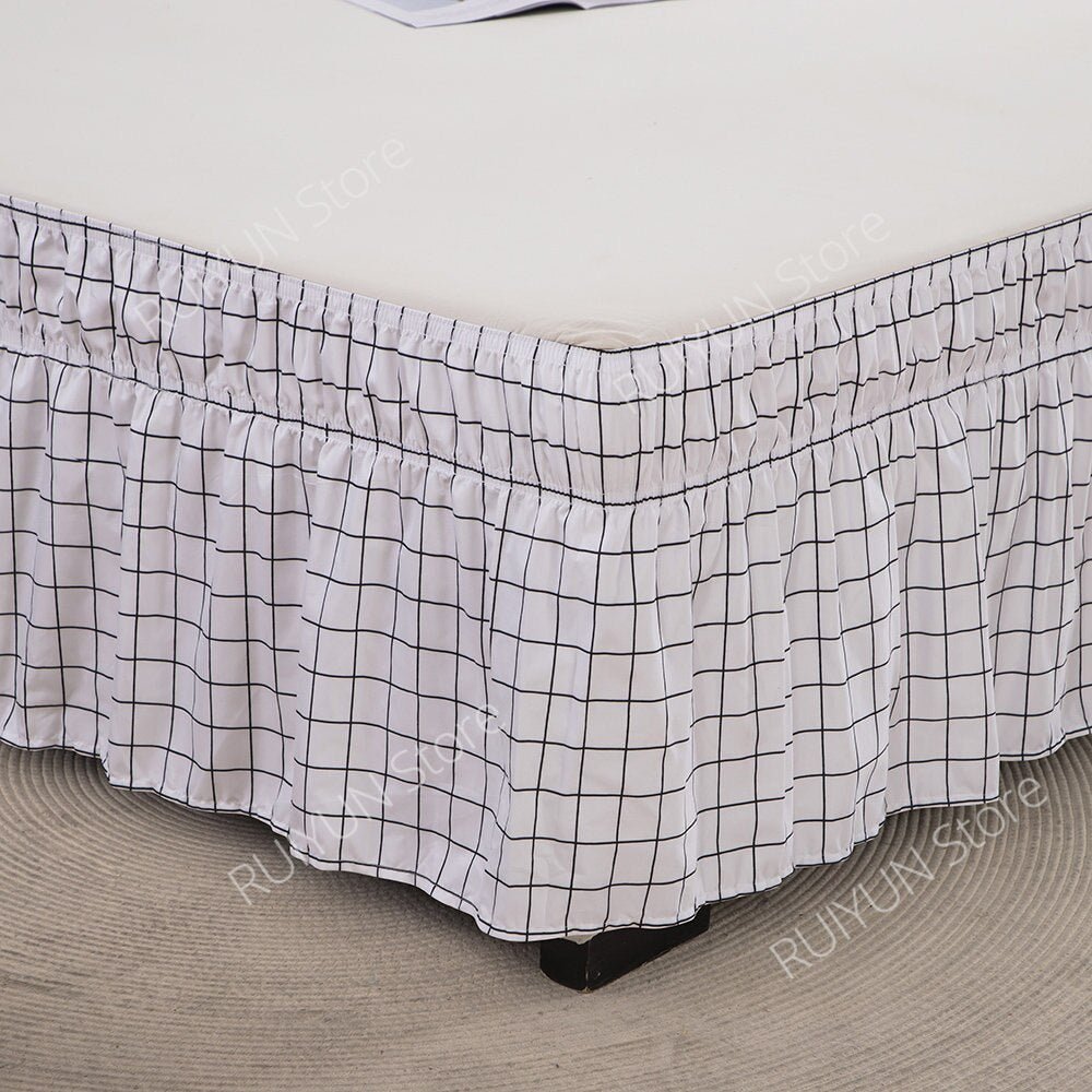 Plaid Bed Skirt - Ruffled Wrap Around - Elastic Band - Casatrail.com