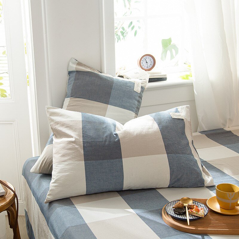 Plaid Printed Pillowcase Set - Soft Cotton - Casatrail.com