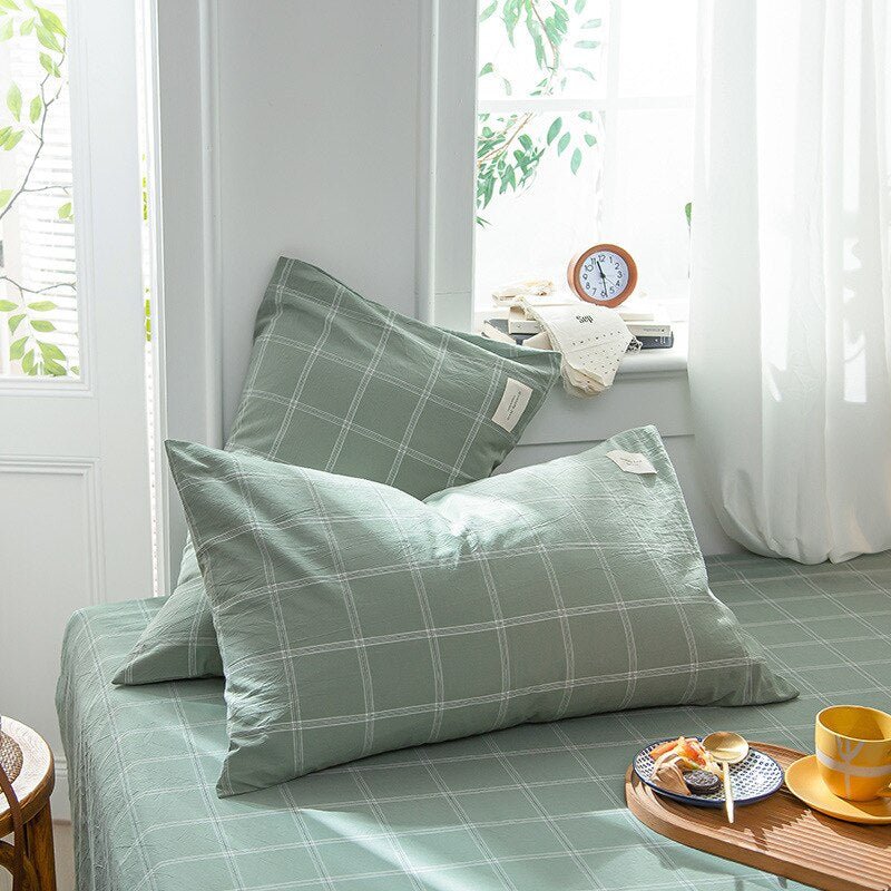 Plaid Printed Pillowcase Set - Soft Cotton - Casatrail.com