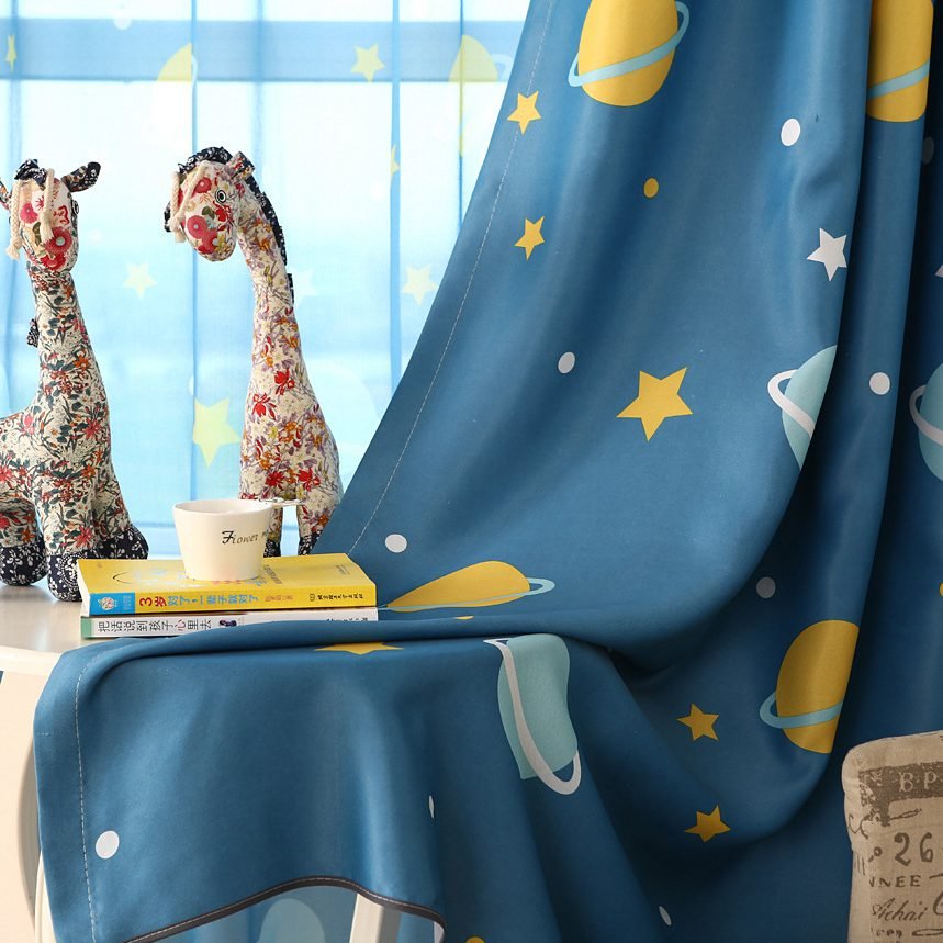 Planet Print Curtains with French Window Drapes - Casatrail.com