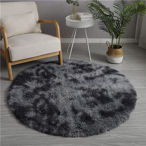 Plush Rainbow Round Shag Area Rug - Casatrail.com