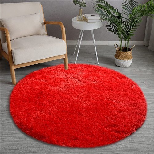 Plush Rainbow Round Shag Area Rug - Casatrail.com