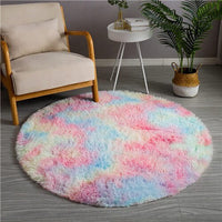 Thumbnail for Plush Rainbow Round Shag Area Rug - Casatrail.com