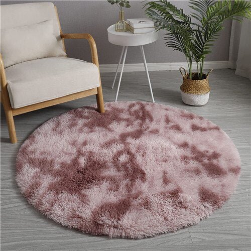 Plush Rainbow Round Shag Area Rug - Casatrail.com