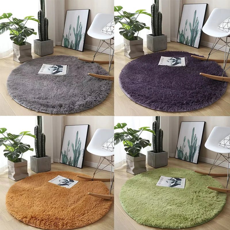 Plush Round Carpet with Fluffy Non - Slip Design - Casatrail.com