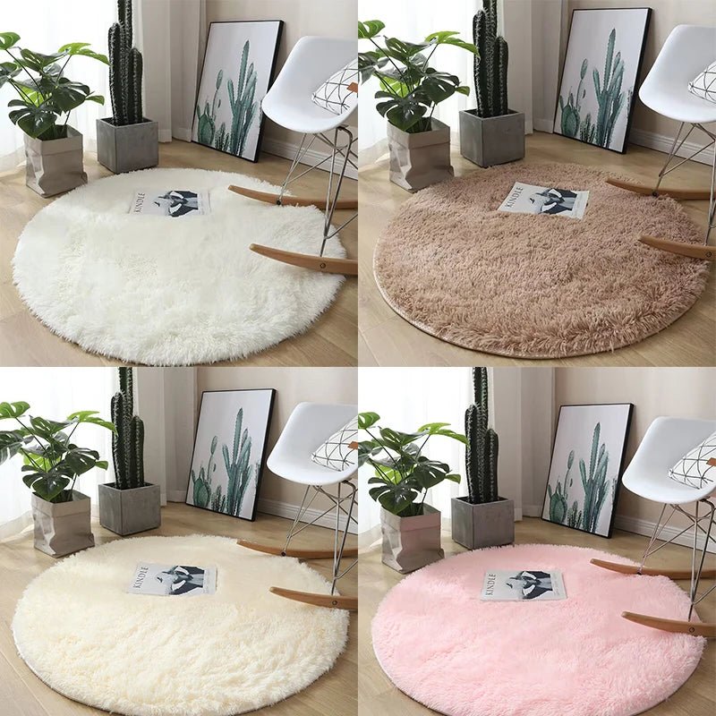 Plush Round Carpet with Fluffy Non - Slip Design - Casatrail.com