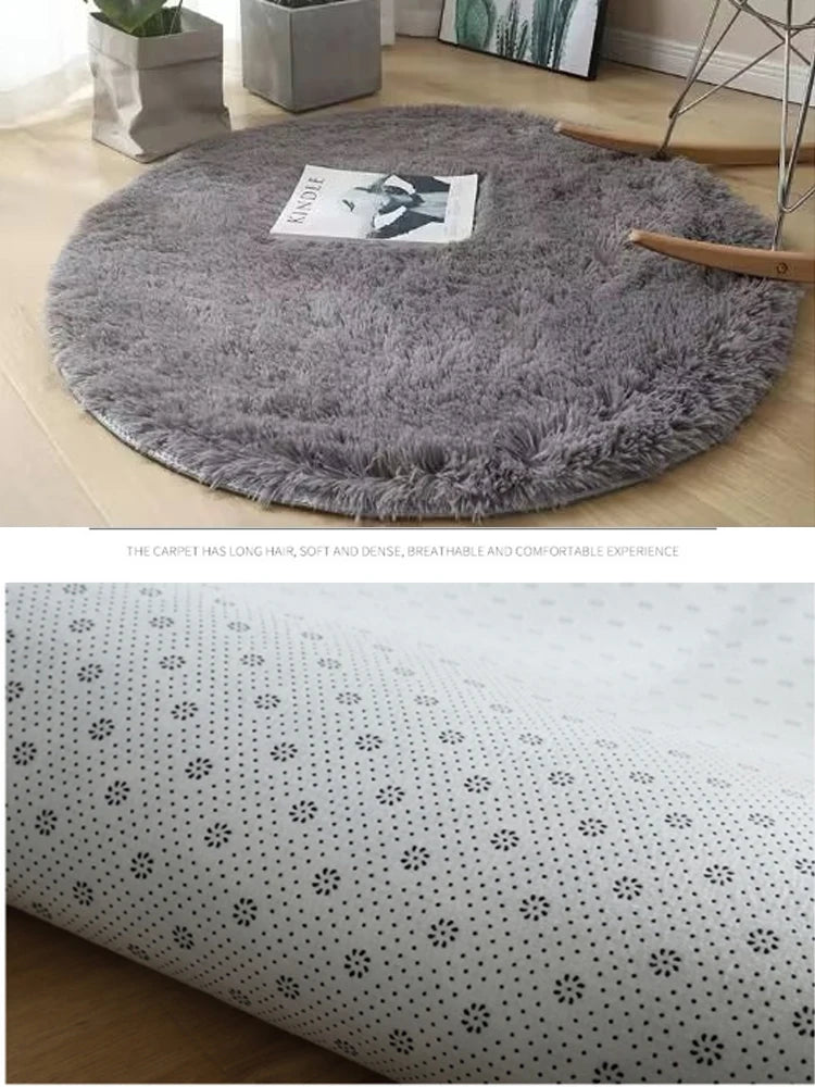 Plush Round Carpet with Fluffy Non - Slip Design - Casatrail.com