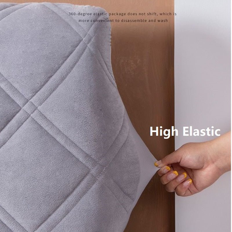 Plush Velvet Bed Headboard Cover Elastic Solid Color Anti - Dust Protector - Casatrail.com