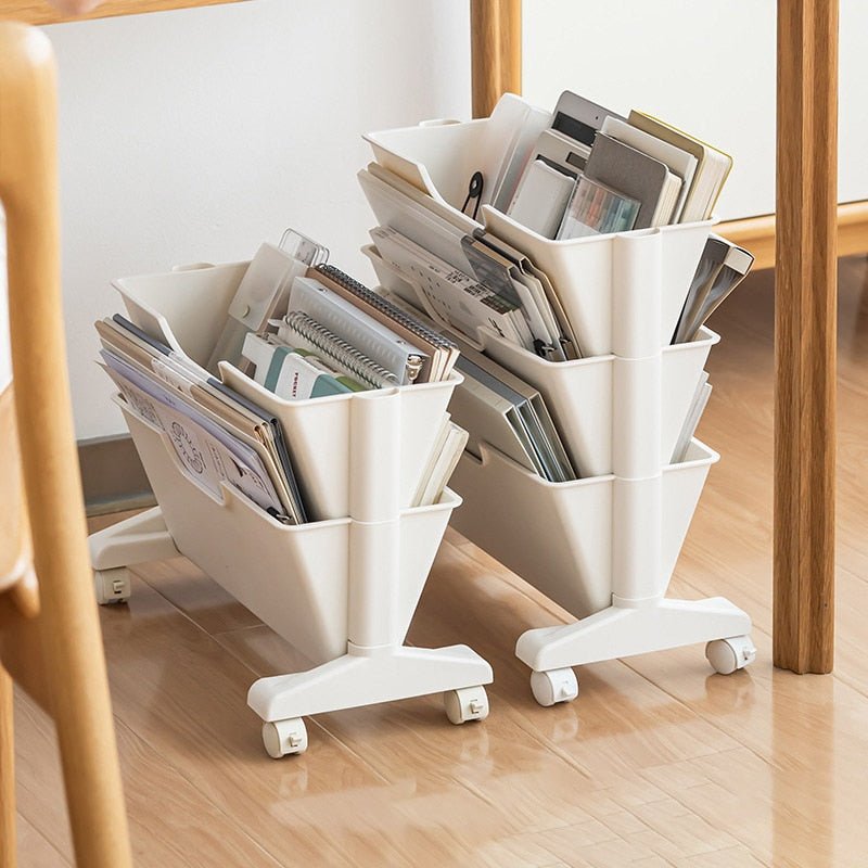 Portable Book Shelf with Wheels and Multi - Layer Storage - Casatrail.com