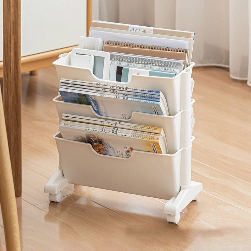 Portable Book Shelf with Wheels and Multi - Layer Storage - Casatrail.com