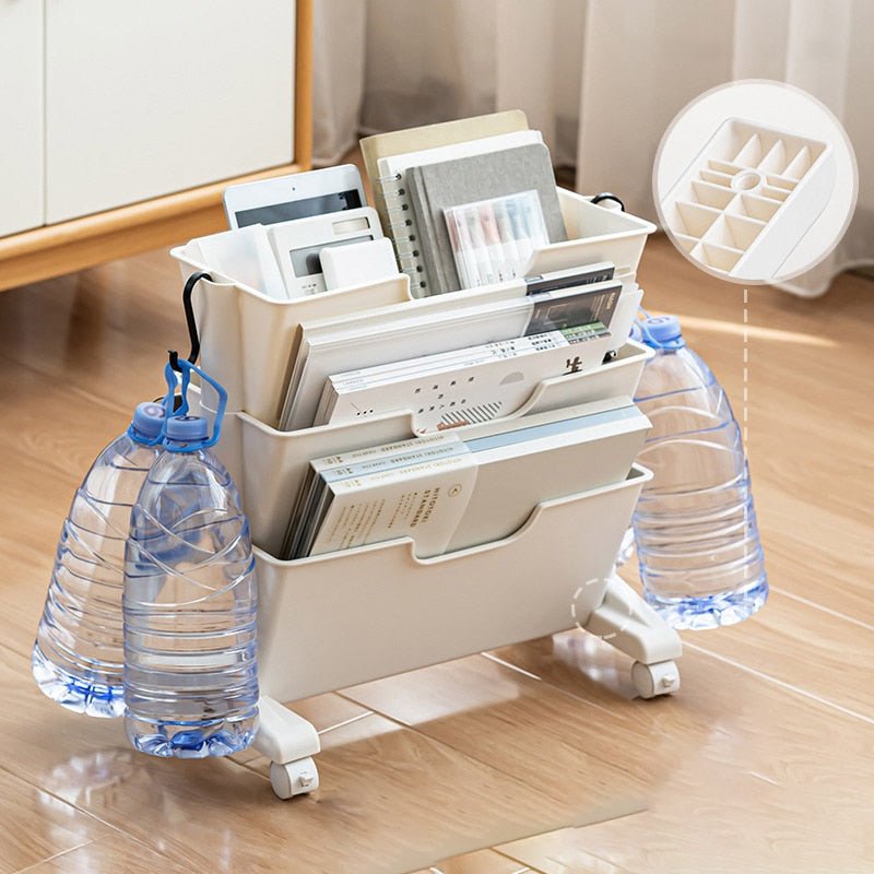 Portable Book Shelf with Wheels and Multi - Layer Storage - Casatrail.com