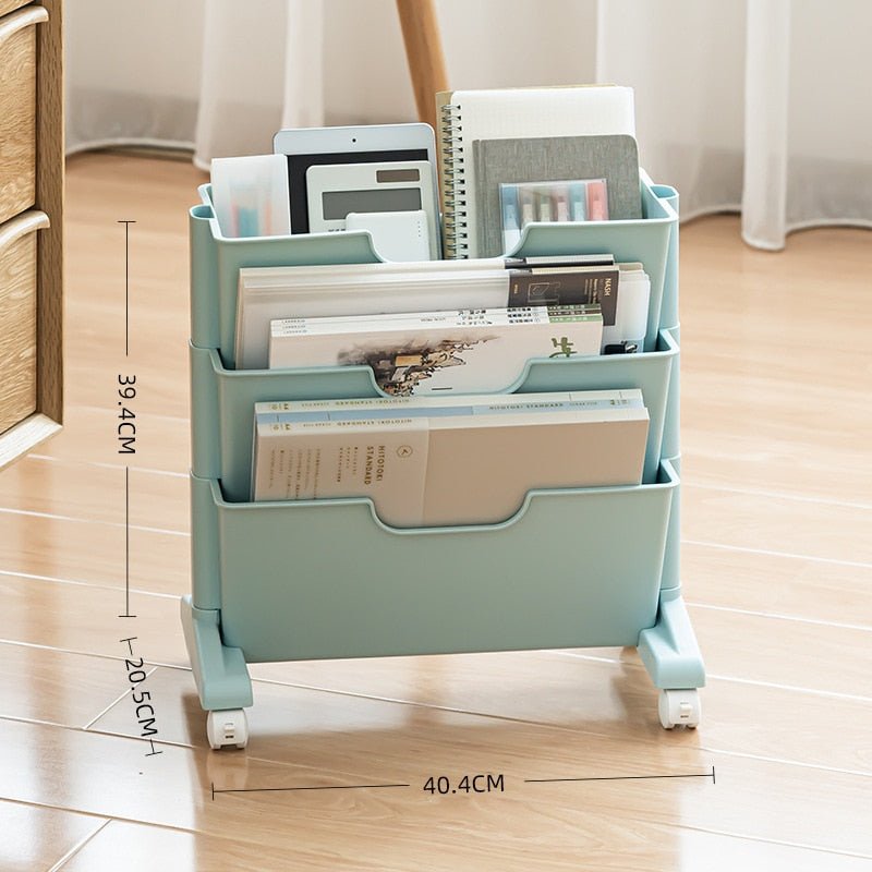 Portable Book Shelf with Wheels and Multi - Layer Storage - Casatrail.com