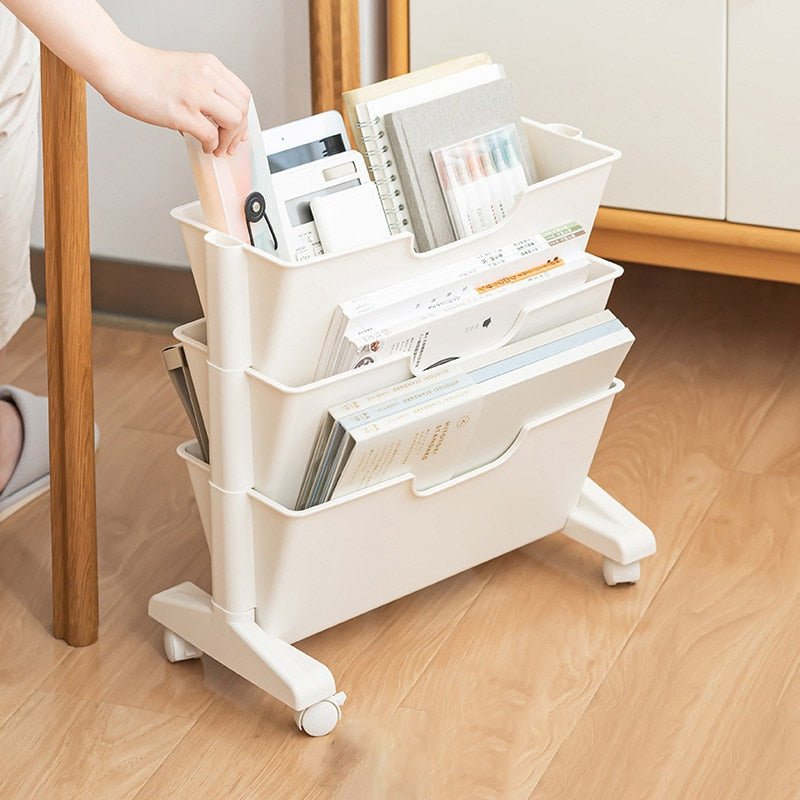 Portable Book Shelf with Wheels and Multi - Layer Storage - Casatrail.com