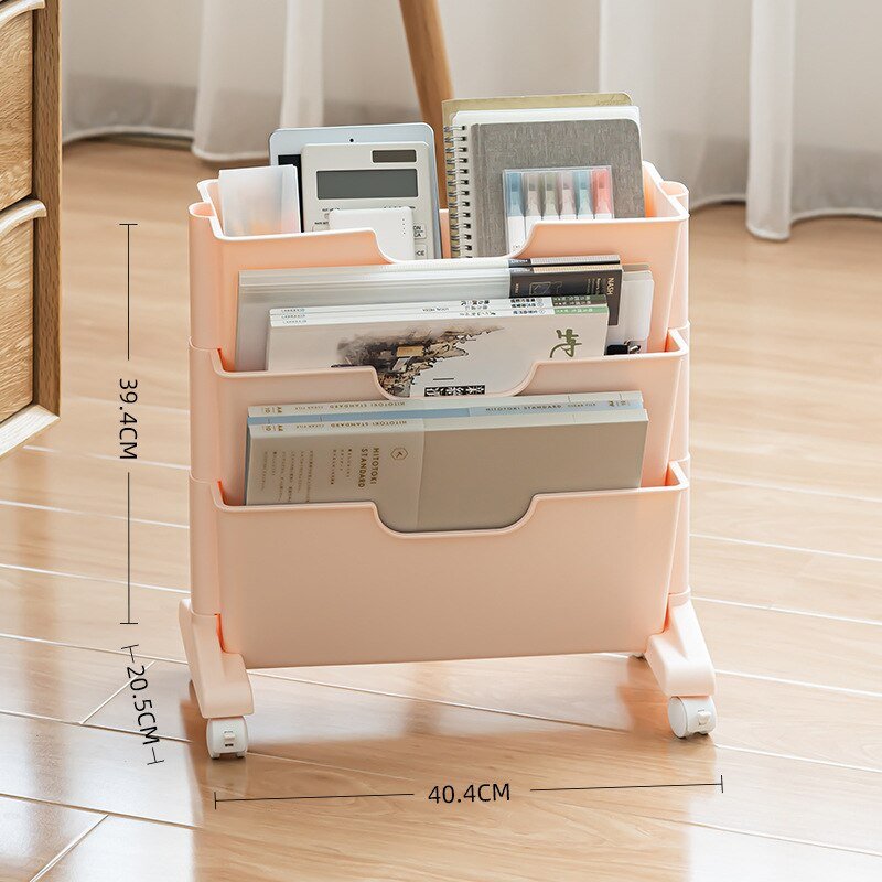 Portable Book Shelf with Wheels and Multi - Layer Storage - Casatrail.com