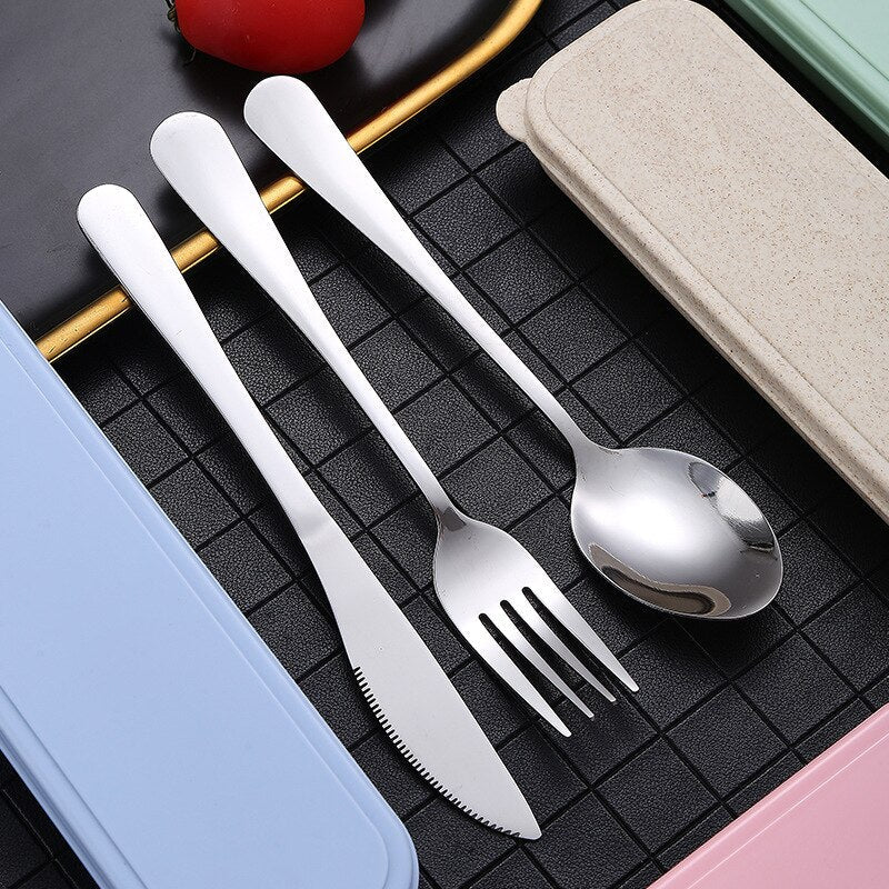 Portable Stainless Steel Cutlery Set with Storage Box - Casatrail.com