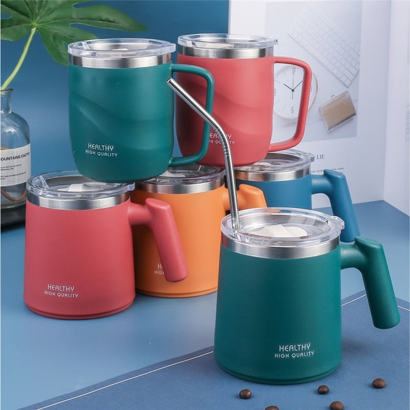 Portable Stainless Steel Thermal Mug with Lid - 350 ml - Casatrail.com